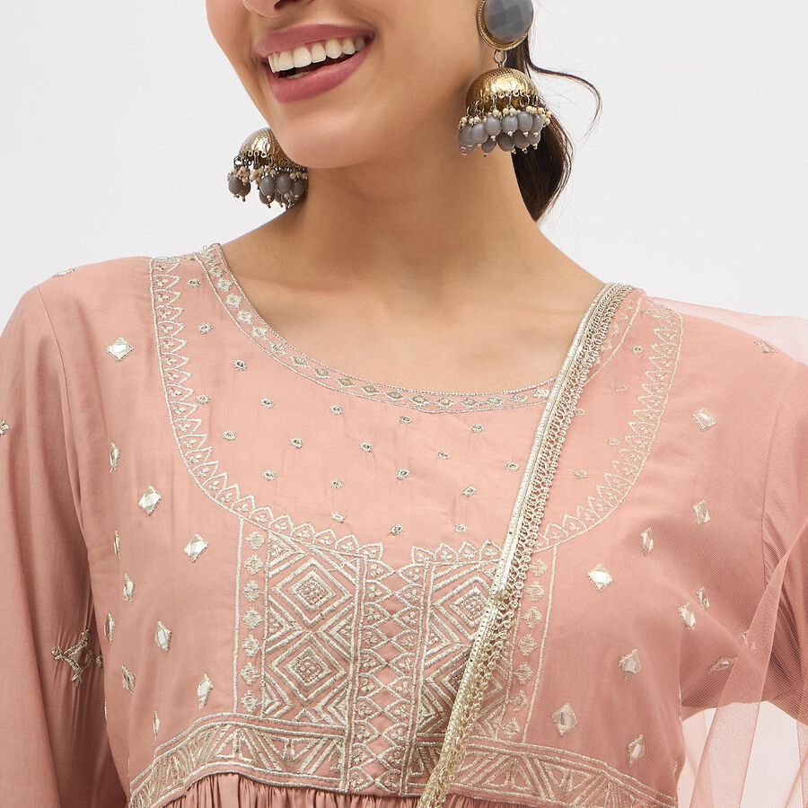 Women's Light Pink Embroidered Ethnic Set, हल्का गुलाबी, large image number null
