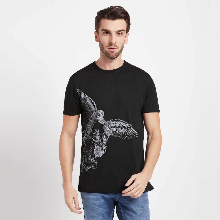 Round Neck T-Shirt, Black, large image number null
