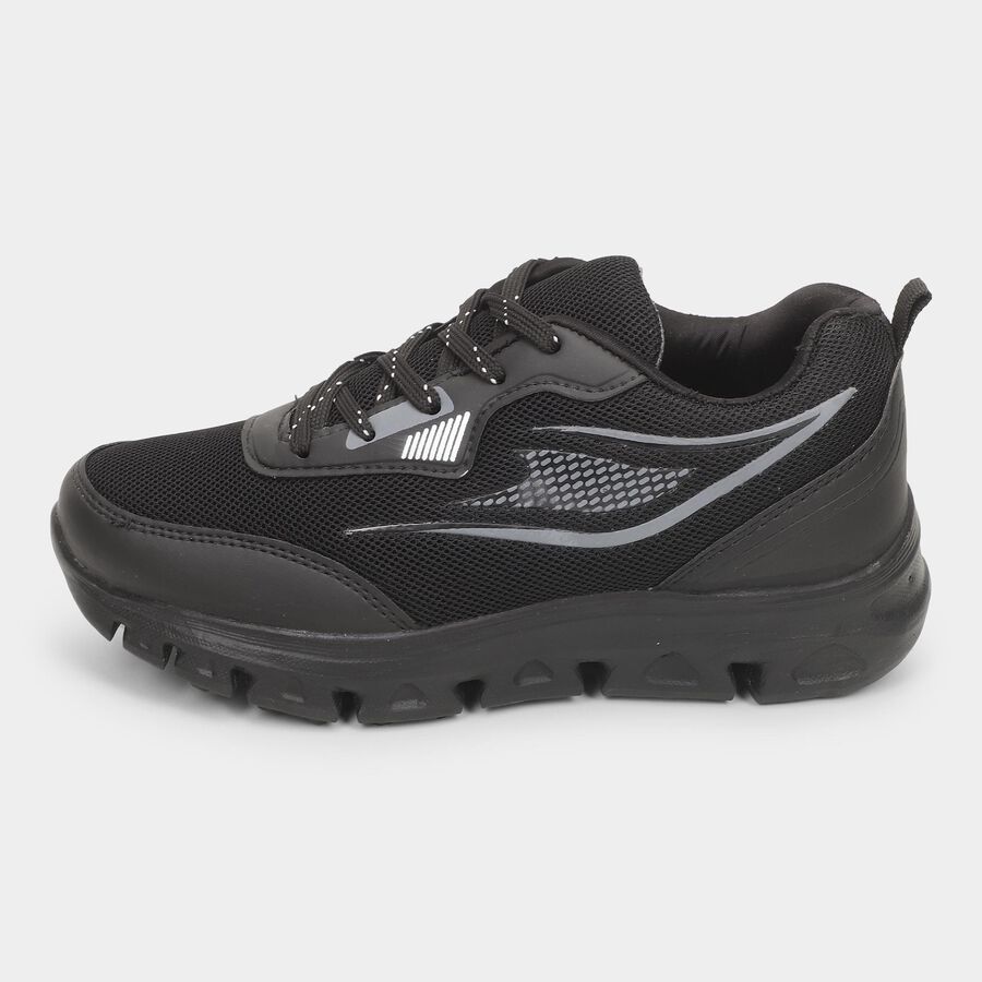 Men's Lace-Up Sports Shoes, काला, large image number null