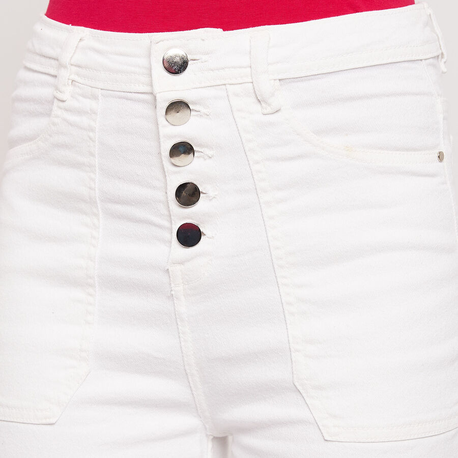 Overdyed High Rise Flared Jeans, सफ़ेद, large image number null
