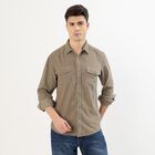 Men's Muted Olive Green Classic Collar Casual Shirt, Olive, small