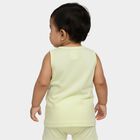 Infants Yellow Cotton Round Neck Casual Vest, Yellow, small