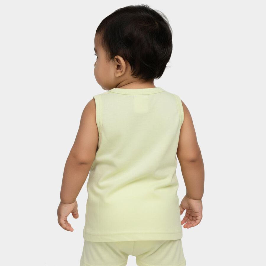 Infants Yellow Cotton Round Neck Casual Vest, Yellow, large