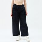 Women's Cotton Blend Regular Fit Trousers, काला, small