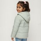Girls' Light Sage Green Hooded Glitter Puffer Jacket, Light Green, small image number null