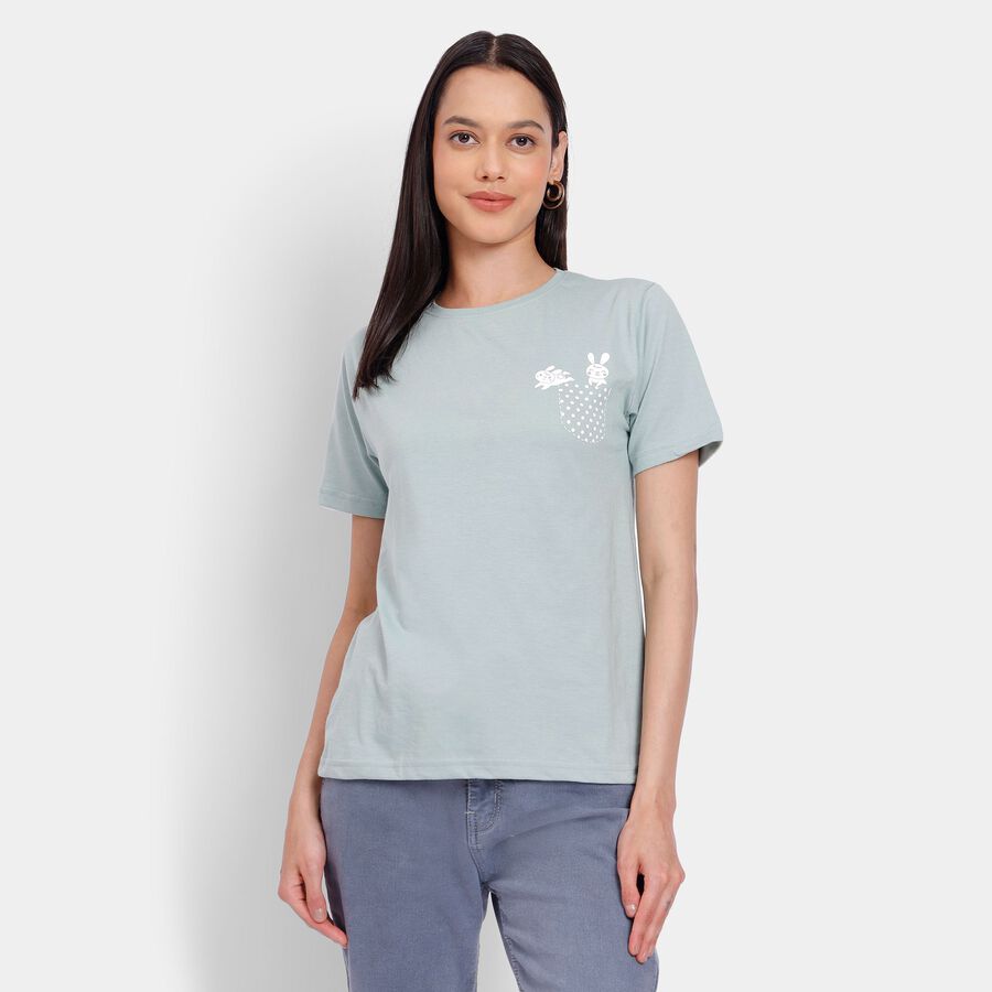 Ladies' Round Neck T-Shirt, हल्का हरा, large image number null