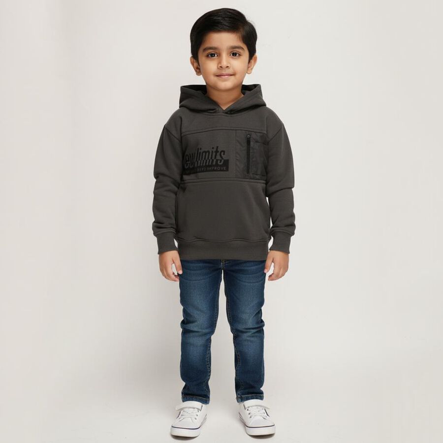 Boys' Sweatshirt, गहरा ग्रे, large image number null