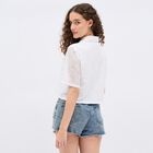 Women's Off White Round Casual Shirt, Off White, small image number null