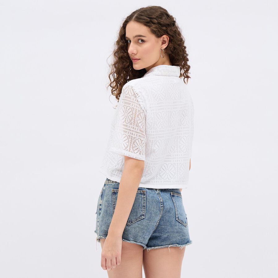 Women's Off White Round Casual Shirt, Off White, large image number null