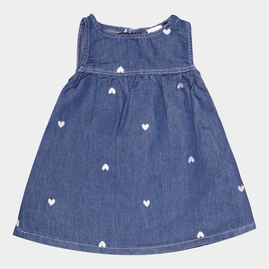 Infants Round Neck Frock, Peach, large image number null