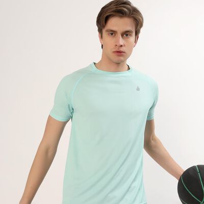 Men's Light Aqua Crew Neck Athleisure T-Shirt