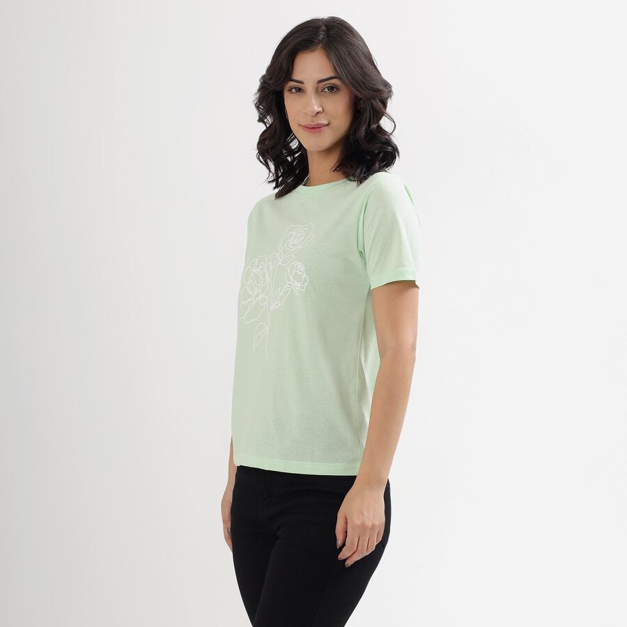 Women's Mint Green Round Neck T-Shirt, हल्का हरा, large image number null