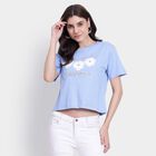 Ladies' 100% Cotton Crop  Top, हल्का नीला, small image number null