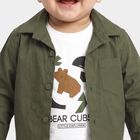 Infants' Olive Green Cotton Regular Fit Shirt, Olive, small