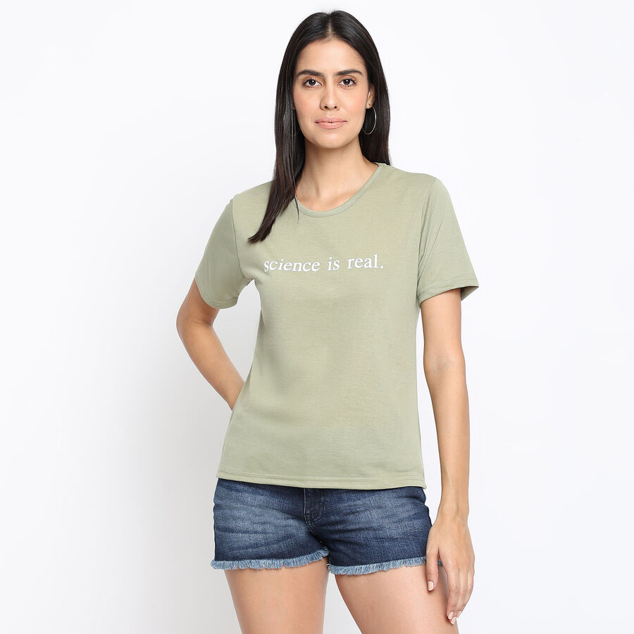 Soild Round Neck T-Shirt, Olive, large image number null