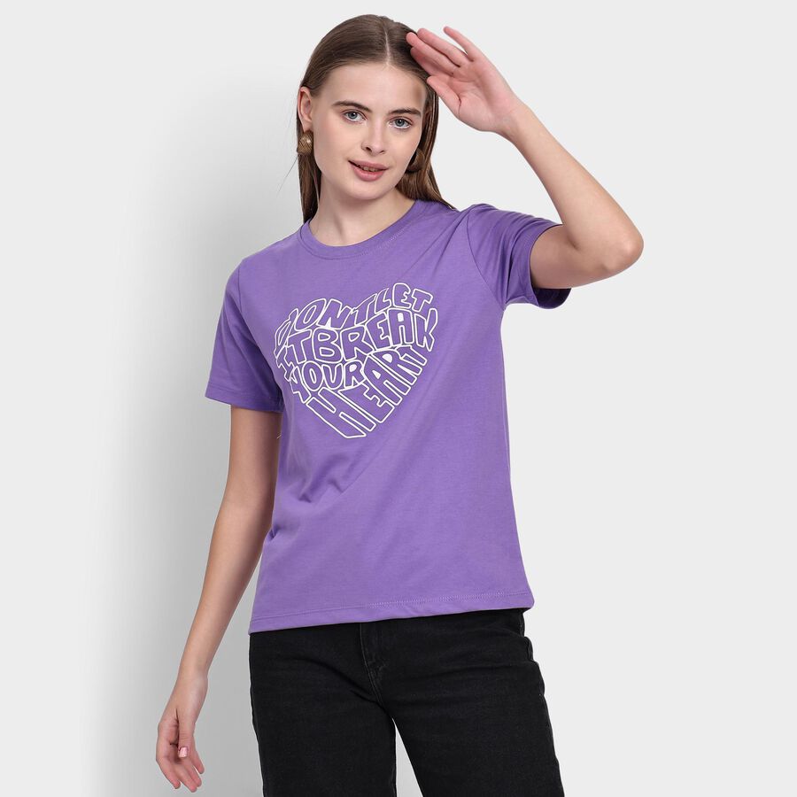 Ladies' Round Neck T-Shirt, Purple, large image number null