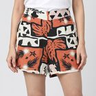 Women's Beige Regular Fit Printed Shorts, Beige, small