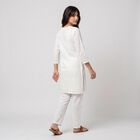 Women's White Keyhole Neck Embroidered Straight Kurta, सफ़ेद, small