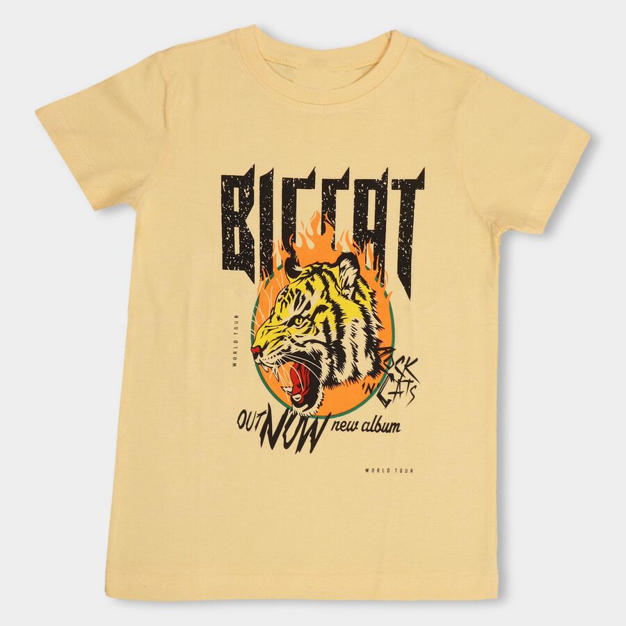 Boys' 100% Cotton Half Sleeves T-Shirt, Yellow, large image number null