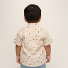 Infants Soft Beige Cotton Half Sleeve Mandarin Collar Casual Shirt, Beige, small image number null