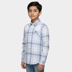 Boys Light Powder Blue Checkered Classic Collar Casual Shirt, Light Blue, small image number null