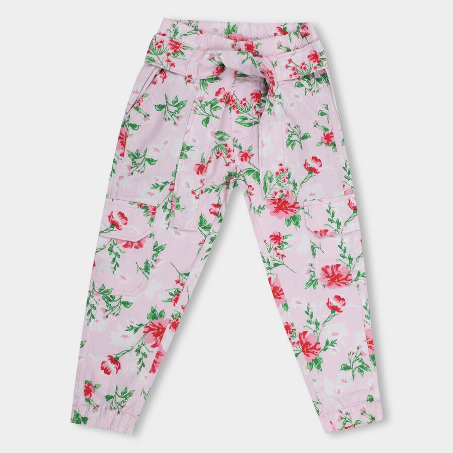 Girls' 100% Cotton Trousers , Peach, large image number null