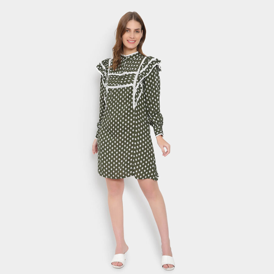 All Over Print A Line Women, Olive, large image number null