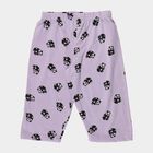 Girls' Lavender Regular Fit Panda Printed Elastic Waist Capri, Lilac, small