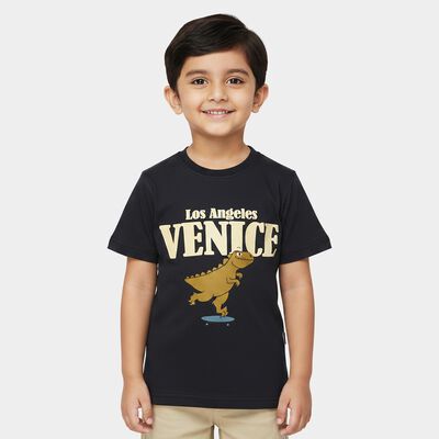 Boys Navy Blue Cotton Round Neck Regular Boys T-Shirt