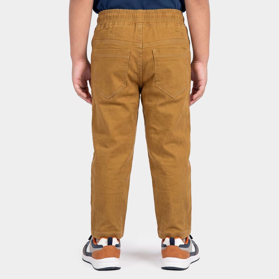Boys Beige Straight Fit Drawstring Waist Jeans, Beige, large