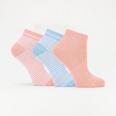 Women's Assorted Regular Fit Striped Pack of 3 Socks