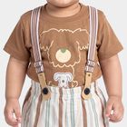 Infants' Beige Cotton Round Neck Graphic Print Baba Suit, Beige, small