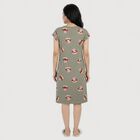 Women's Olive Green Round Neck A-Line Nighty, ओलिव, small