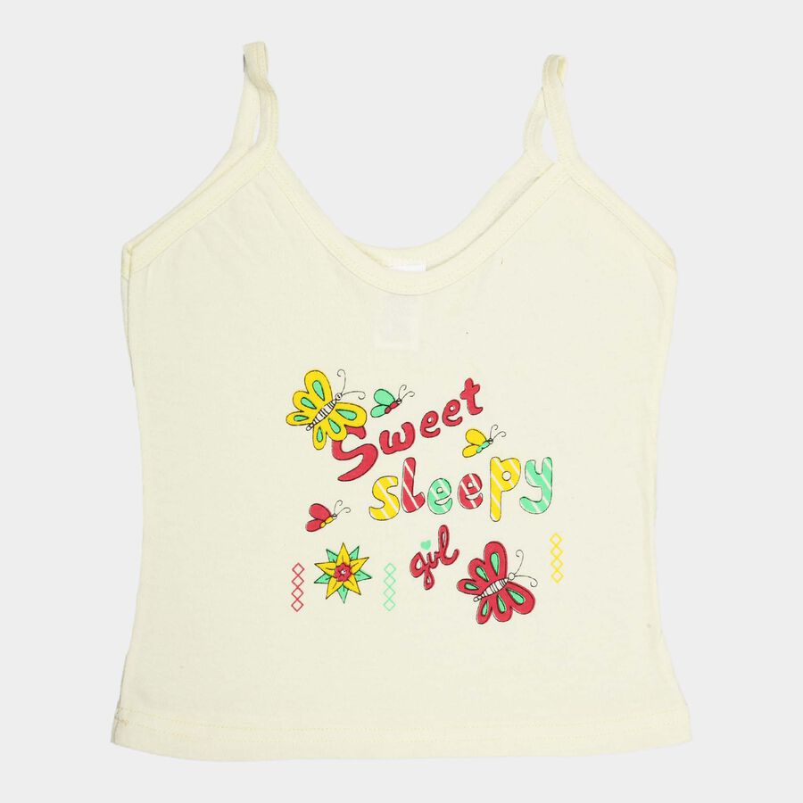 Girls Cotton Solid Vest, Yellow, large image number null