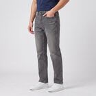 Men's Grey Straight Fit Washed Jeans, Light Grey, small