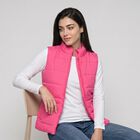 Women's Fuchsia Stand Collar Puffer Jacket, रानी (फ्यूशिया), small