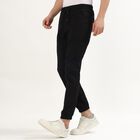 Men's Jet Black Slim Fit Elasticated Casual Trousers, Black, small