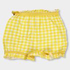 Girls' Bright Yellow Regular Fit Gingham Check Bloomers, पीला, small image number null