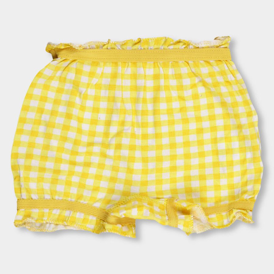Girls' Bright Yellow Regular Fit Gingham Check Bloomers, पीला, large image number null