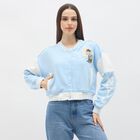 Women's Light Powder Blue Baseball Casual Jacket, Light Blue, small image number null