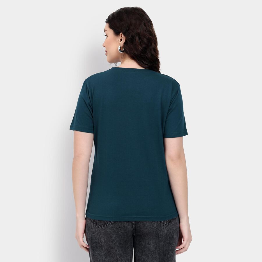 Ladies' Round Neck T-Shirt, गहरा हरा, large