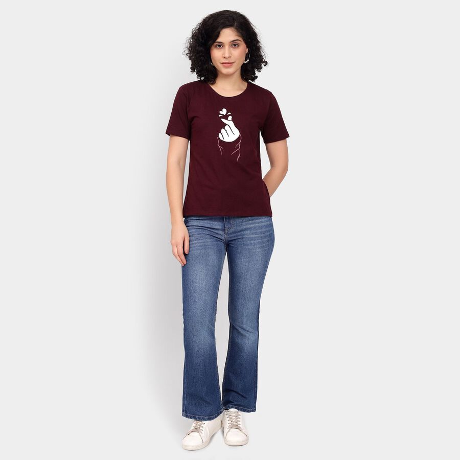 Ladies' Round Neck T-Shirt, Wine, large image number null