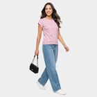 Women Lilac Round Neck Regular T-Shirt, लाइलेक, small