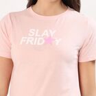 Women's Light Pink Round Neck Casual T-Shirt, हल्का गुलाबी, small