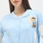 Women's Light Powder Blue Baseball Casual Jacket, Light Blue, small image number null