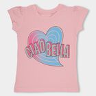 Girls' Light Pink Cotton Round Neck Casual T-Shirt, हल्का गुलाबी, small image number null