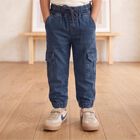 Boys Blue Cargo Fit Washed Jeans, Dark Blue, small