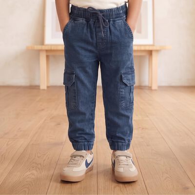 Boys Blue Cargo Fit Washed Jeans