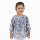 Girls' White Round Neck Bohemian T-Shirt, White, small