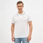 Men's Snow White Polo Collar Preppy T-Shirt, White, small image number null